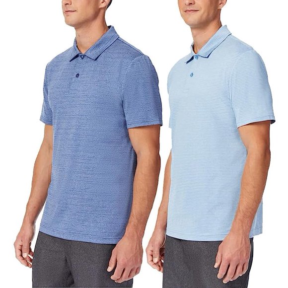 32 Degrees Polo Cool pour Hommes, Lot de 2, Couleur Bleu et Bleu Pâle, Taille Grand