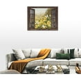 thumbnail image 4 of Farmhouse Bathroom Daisy Wall Art Country Floral Butterfly Window Style Wall Decor Flowers Rustic Bathroom Pictures Canvas Prints Framed Modern Artwork for Living Room Bedroom Bathroom 16"x12", 4 of 6