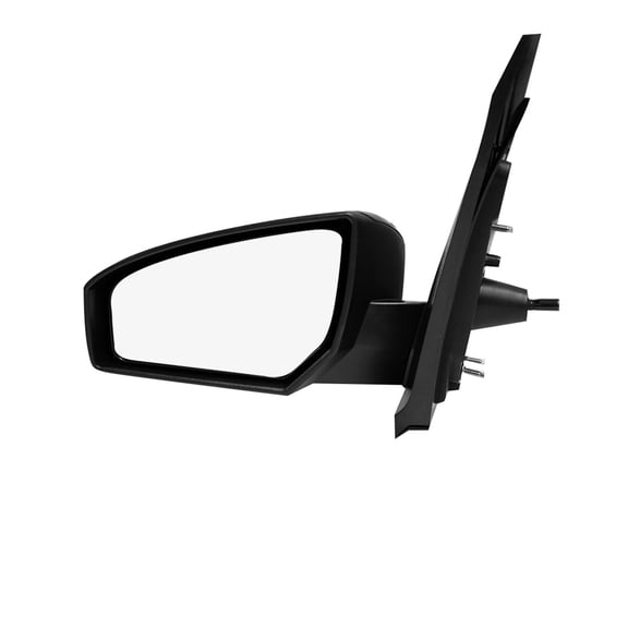 Left Driver Side Manual Remote Non-Folding W/Cover View Mirror Chrome/Flat Black Smooth For 2007-2012 Nissan Sentra