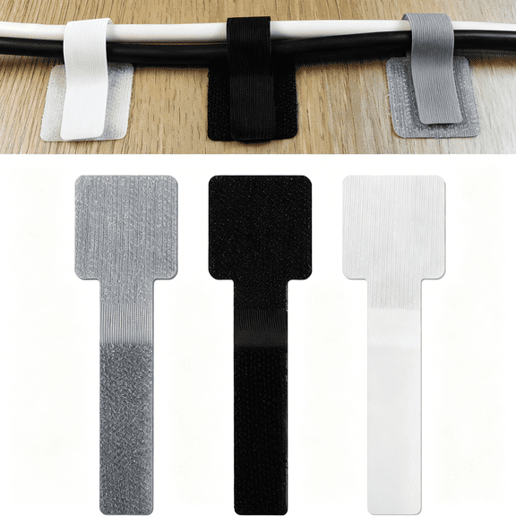 MISSMILE 60 Pack Hook and Loop Cable Ties, Adhesive Cable Clips, Cord Organizer for Appliances, Suitable for Office And Home Use, Cable Ties Can Easily Organize Desktop Wires and Network Cables
