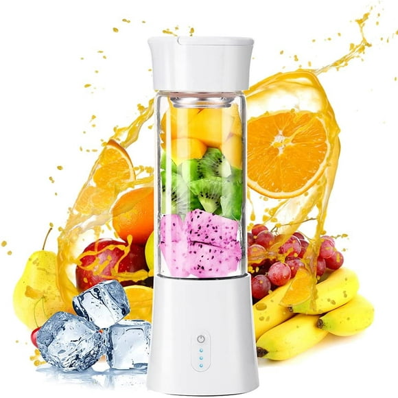 Yao Mini Blender Smoothie Blender, Portable Blenders Fruit Blender, Electric USB Rechargeable Blender, 6 3D Blades, 380ml Milkshake Fruit Juice Blender for Sport and Travel