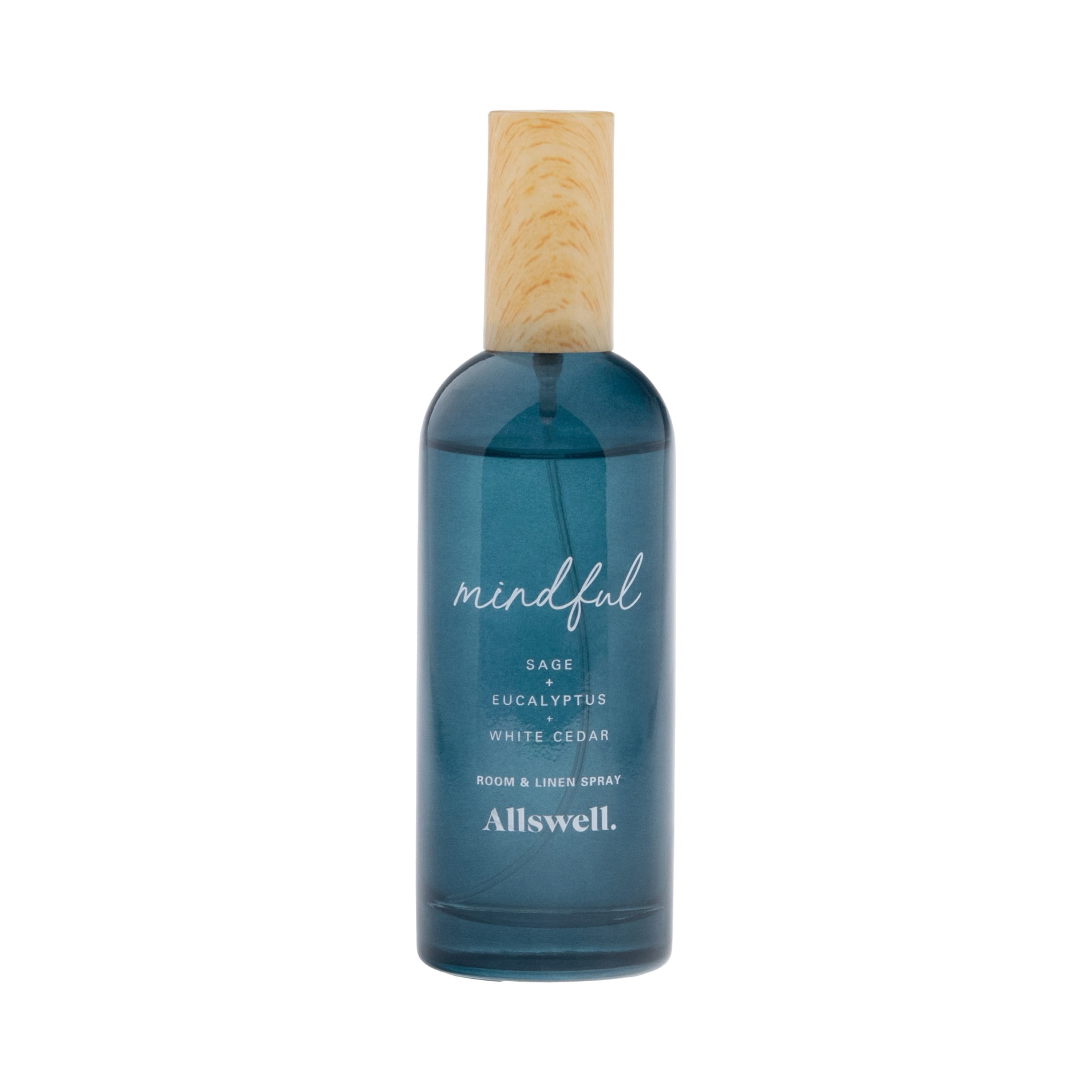Allswell Mindful (Sage + Eucalyptus + White Cedar) Scented Room and Linen Spray 3.4 Fl Oz (100mL).