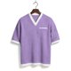 thumbnail image 4 of Ceisia Men's Casual Fashion Waffle Knit Short Sleeve Shirt - V-neck Color Block Top with Sleeve Zipper Pocket Purple M Gifts, 4 of 7