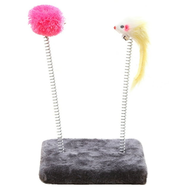 Jouet Ressort pour Chat Interactif Peluche Pompon Jouet à Gratter pour Chaton Souris