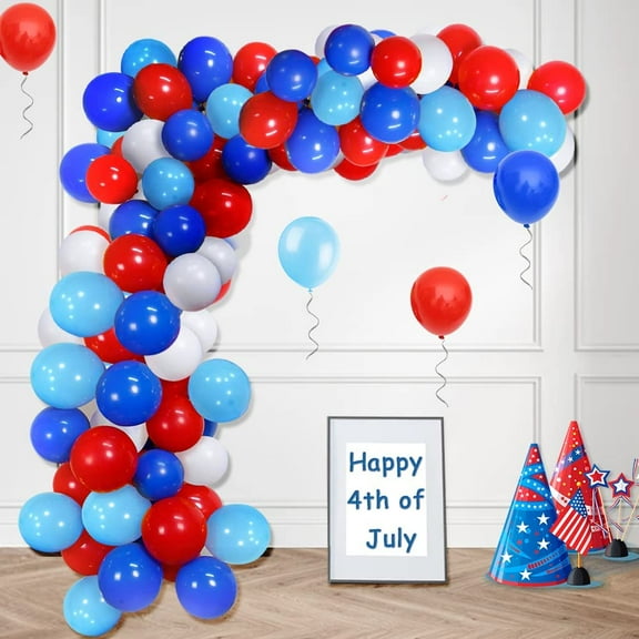 MMTX Red White Blue Balloon Garland Kit, 4th of July Independence Patriotic Decorationss for Birthday Graduation Superhero Spiderman Captain American Themed Party