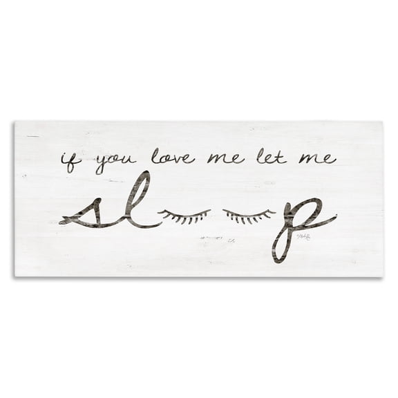 Stupell Industries Let Me Sleep Phrase with Eyelashes Inspirational Painting Gallery Wrapped Canvas Art Print Wall Art, 40 x 17