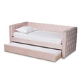 thumbnail image 3 of Baxton Studio Larkin Modern and Contemporary Pink Velvet Fabric Upholstered Twin Size Daybed with Trundle, 3 of 7