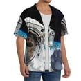 thumbnail image 4 of Easygdp Cat Astronaut Men's Casual Short-sleeved Shirt with Pocket and Button Suitable for Beach Vacation Leisure - X-Large, 4 of 7