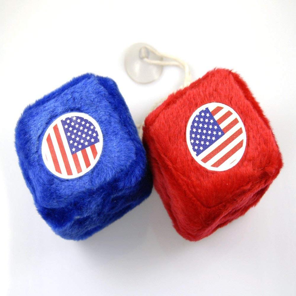 "USA Flag" Car Fuzzy Dice, Fuzzy Dice designed to hang inside an