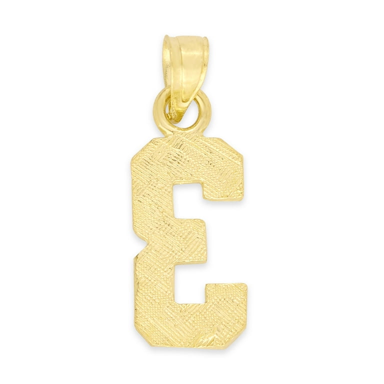 14k Solid Gold Number Three Pendant for Necklace 3 Gold Charm