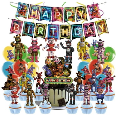 Cartoon Birthday Party Supplies, Includes Happy Birthday Banner,  Latex Balloons,  Hanging Swirls, Cake Toppers for Theme Birthday Party Decorations