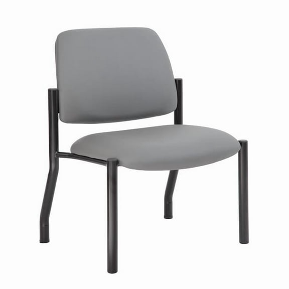 Boss Office Products Vinyl Waiting Room Armless 400 lb Capacity Reception Chair, Gray
