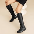 thumbnail image 5 of LOVE STEETLY Women's Knee High Low Heel Riding Boots, Side Zipper Round Toe Faux Leather Casual Comfort Versatile Boot, 5 of 6