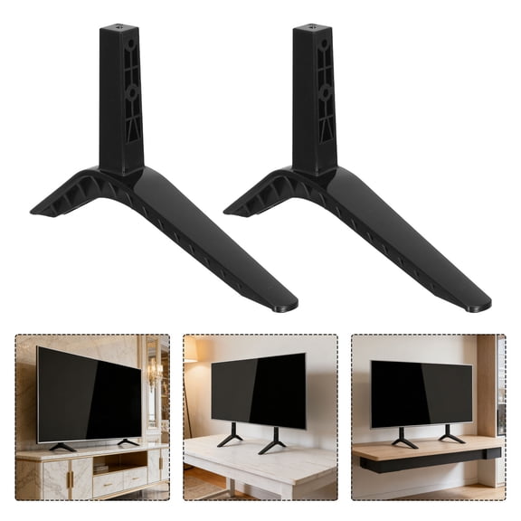 OUNONA 2Pcs Quick Install Black TV Stand Replacement Legs Heavy Duty Base for Desktop Flat Screens