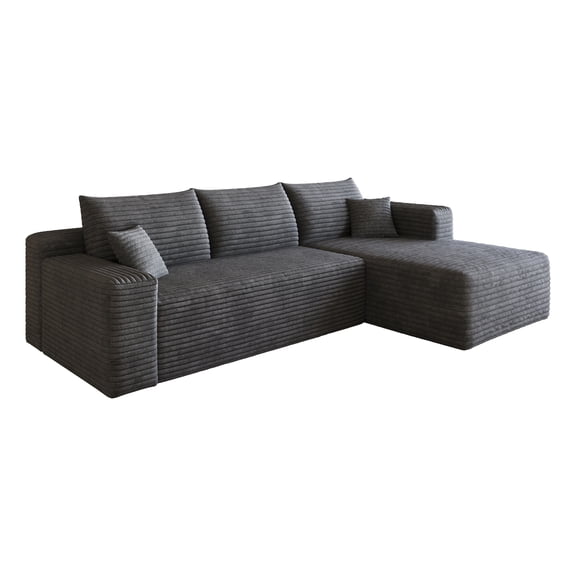 Howcool Boneless Sectional Sofa, L-Shaped Cloud Couch with Right-Facing Chaise, Deep Seat Memory Foam Modular Sofa for Living Room, Grey