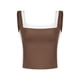 thumbnail image 1 of ATHLECHIC Top de tanque corto ajustado para mujer, con escote cuadrado y bloque de color, camisón deportivo para el verano, color marrón, 1 of 5
