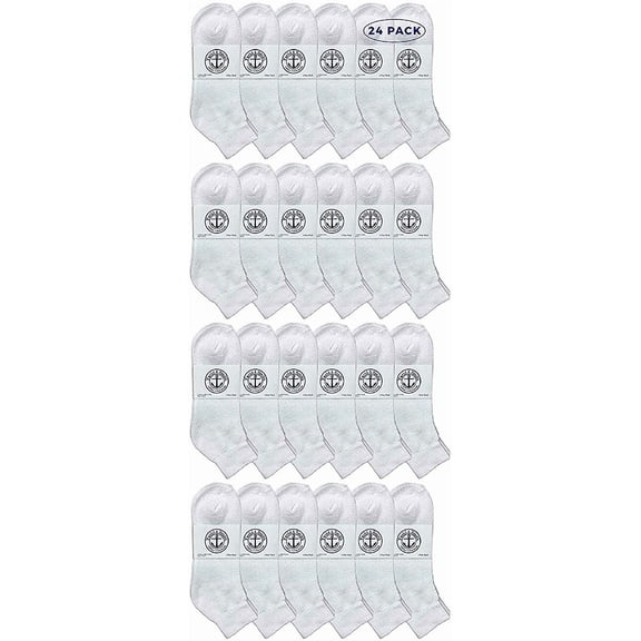24 Pairs Of Yacht & Smith Men Wholesale Cotton Sport Athletic Mid Ankle Socks Bulk Case Pack Size 10-13 (White)