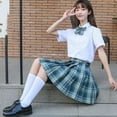 thumbnail image 3 of Prolriy Plaid Skirts for Women Fashion Women Plaid Pleated A-Line Skirt Burnout High Waist Short Skirt Women's Skirts Green M, 3 of 3