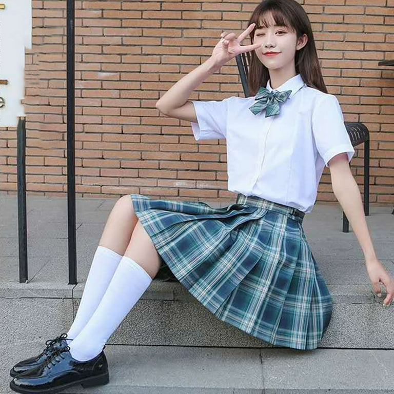 xinqinghao summer skirt fashion women plaid pleated a line skirt anti burnout high waist short skirt plus size skirts green xxl Walmart
