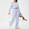 thumbnail image 4 of Conjunto de Pantalones Mujeres Outfits de 2 Piezas Vestido Casual de Color Sólido Bolsillo Deportivo Suelto Pantalones de Manga Larga Blusas de Cuello Redondo Conjunto Superior Conjunto de Pantalones, 4 of 6