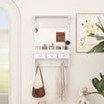 thumbnail image 2 of Floating Makeup Vanity with Big Mirror, Wall-Mounted Storage Vanity with Drawers, Pockets & Hooks, Space-Saving Decorative Home Organizer for Small Space, White, 2 of 13