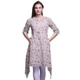 thumbnail image 1 of Bimba Kurti Asymétrique à Imprimé Floral Feuilles Violettes et Primevère pour Femmes Robe d'Été Indienne Tunique Très Grand, 1 of 6