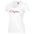 thumbnail image 2 of Women's  White Dayton Flyers Script Logo Comfort Wash V-Neck T-Shirt, 2 of 3