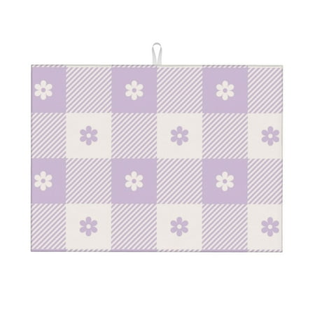 

Cauagu Dish Drying Mat 24*18 inch Absorbent Dish Drainer Kitchen Counter Dish Drying Pad for Countertops Sinks Draining Racks( Floral Purple Buffalo Plaid)