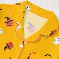 thumbnail image 6 of ZHOGXU Cozy Halloween Themed Short Sleeve Pajama Set Pumpkin Ghost Printed Turndown Collar Button Kids Girls Sleepwear Bedtime Comfortable, 6 of 9