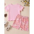 thumbnail image 4 of Toddler Baby Girl Summer Outfit 6M 12M 18M 24M 3Y 4Y  Waffle Solid T-Shirt Top Floral Short Set Cute Summer Clothes, 4 of 10