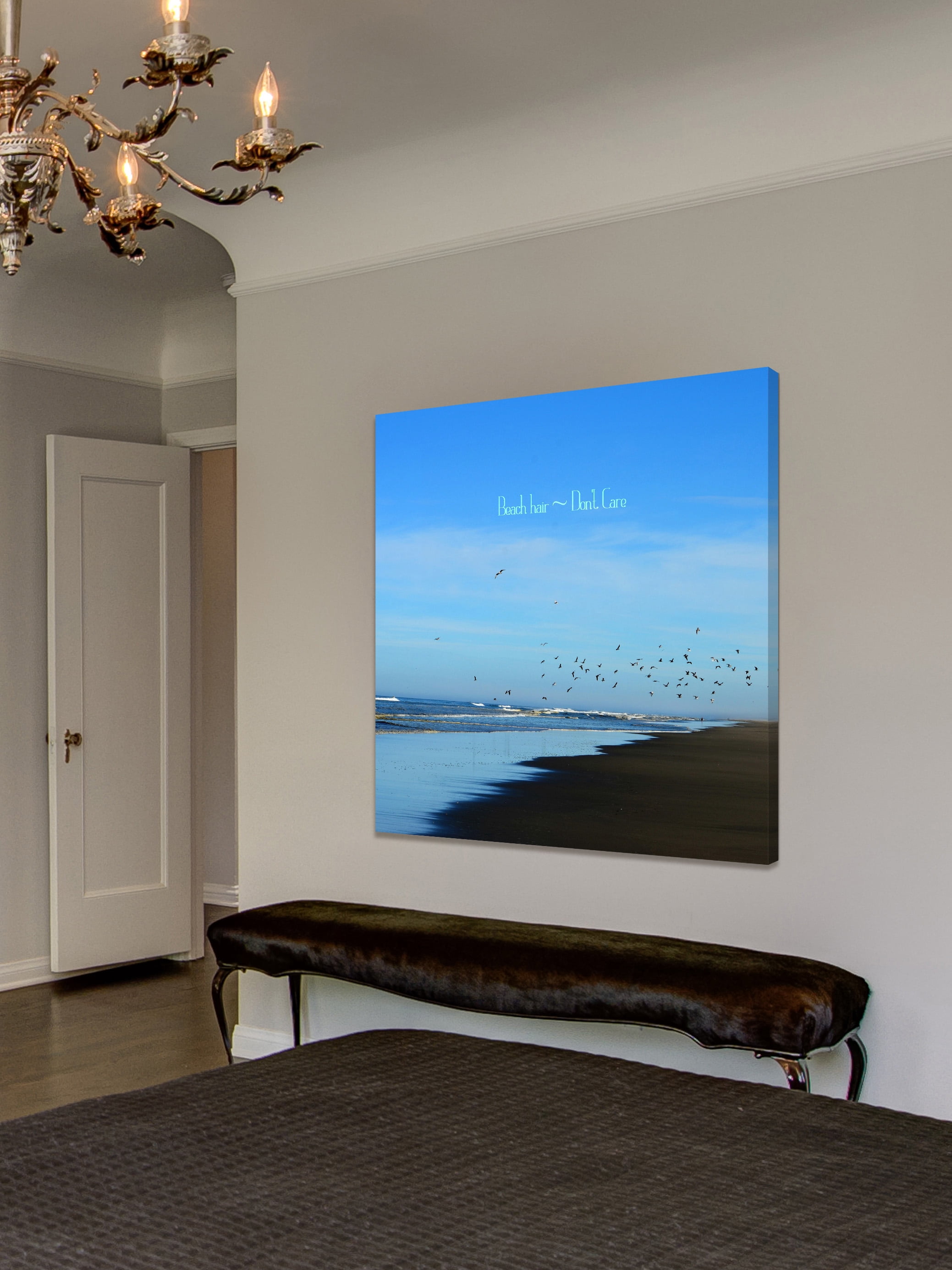 "Beach Hair Text" Painting Print on Wrapped Canvas