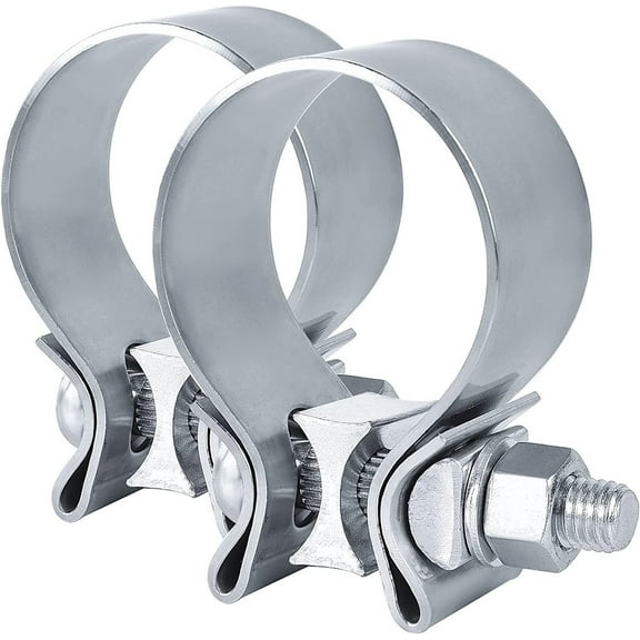 YIUIY 2PCS 2" Inch Narrow Band Exhaust Clamp Lap Joint T409 Stainless Steel 2 in