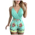 thumbnail image 1 of Moda mujer Sexy verano cuello en V sin mangas sólido Top + conjunto de pantalón estampado Froral Wmkox8yi  bvn1046, 1 of 8