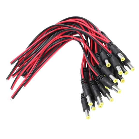20 pcs 5.5 x 2.1mm Male DC Power Jack Plug CCTV Camera power connection line,20 x DC Connector Cable,red & black(20 in 1)