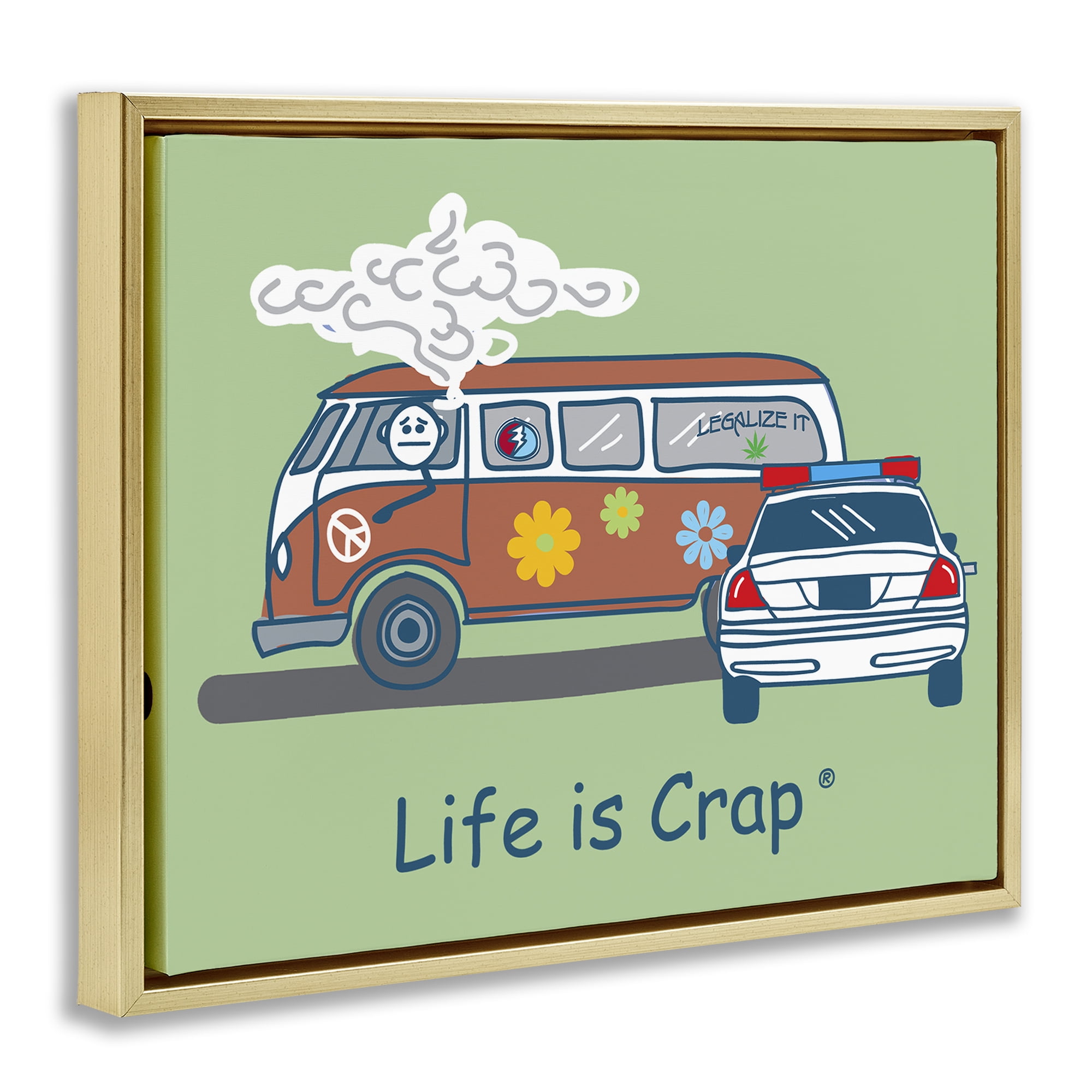 Stupell Industries Caught Van Smoking Novelty & Humor Painting Gold Floater Framed Canvas Art Print Wall Art, 21 x 17
