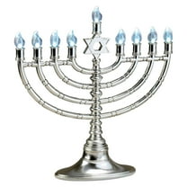 saney 11.5" Silver and Blue Traditional LED Electric Hanukkah Menorah