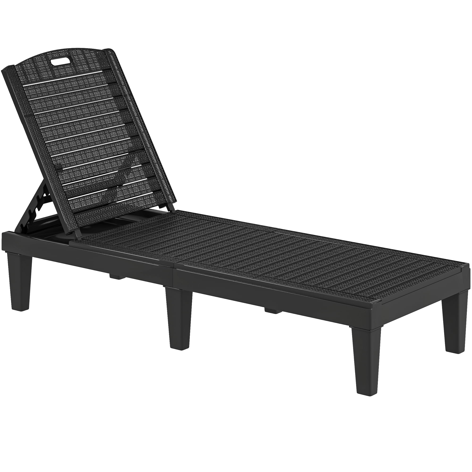 Uforic Outdoor Chaise Lounge, 5-Position Adjustable Backrest, Waterproof for Patio & Poolside, Black