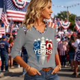 thumbnail image 4 of Fabrcox S-5XL 1776-2026 250 Anniversary USA Shirts Flag Print 3/4 Length Sleeve Womens 4th of July Shirt We the People Celebration Freedom Patriotic Shirts for Women, 4 of 5