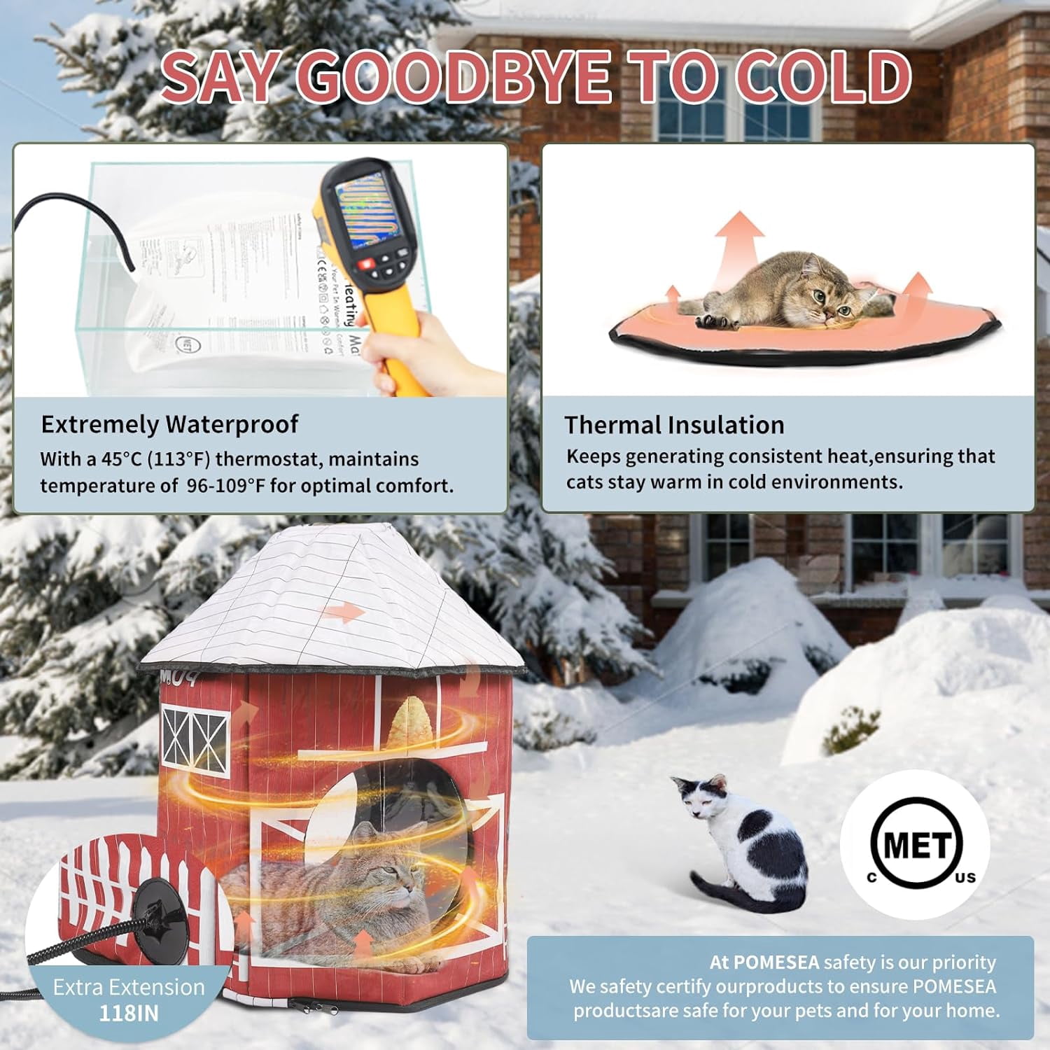 Heated Outdoor Cat House Weatherproof Cat Small Dog Warm Pet Shelter Carrier NEW PP10_Barn