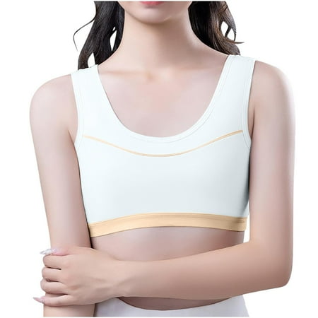 HAOTAGS Teen Girls Training Bras Solid Color Junior High School Bra Girls Sports Seamless Comfort Soft Bras Underwear Light Blue Size 14 Years
