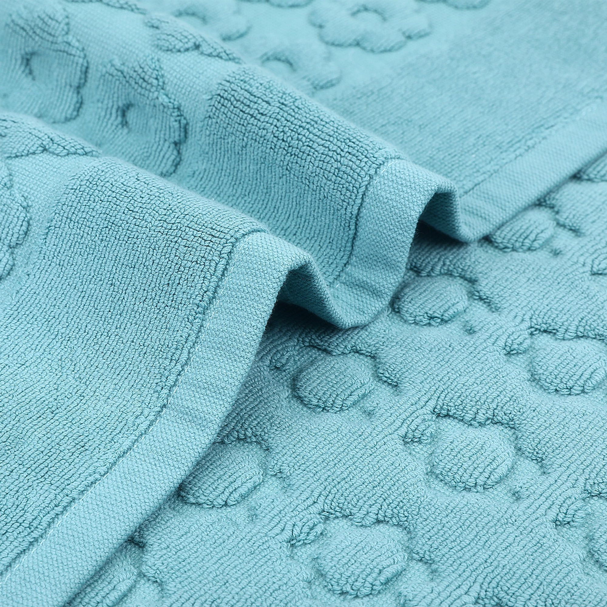 REGALWOVEN Luxury Bath Rug Towel, Cotton Absorbent Hotel Spa Shower Floor Mat for Bathroom Blue 20" x 32"