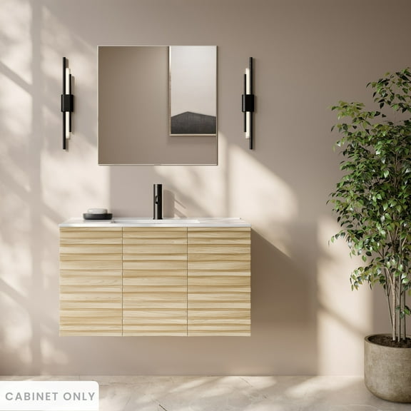 Cascade 36" Wall-Mounted Bathroom Vanity Cabinet without Top in Natural Oak