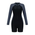 thumbnail image 7 of Juniors Modest Swimwear One-Piece Bathing Suit Long Sleeve Full Zipper Color Block Boyleg Bottom Swimsuits for Water Sports, 7 of 7