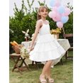thumbnail image 3 of Arshiner Girls' Summer Sundress Floral Boho Spaghetti Strap Ruffled Tiered Midi Dresses Casual Cami Dress, 3 of 6