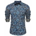 thumbnail image 3 of COOFANDY Mens Paisley Printed Shirts Vintage Casual Long Sleeve Button Down Shirts Floral Dress Shirt with 2 Pockets, 3 of 13