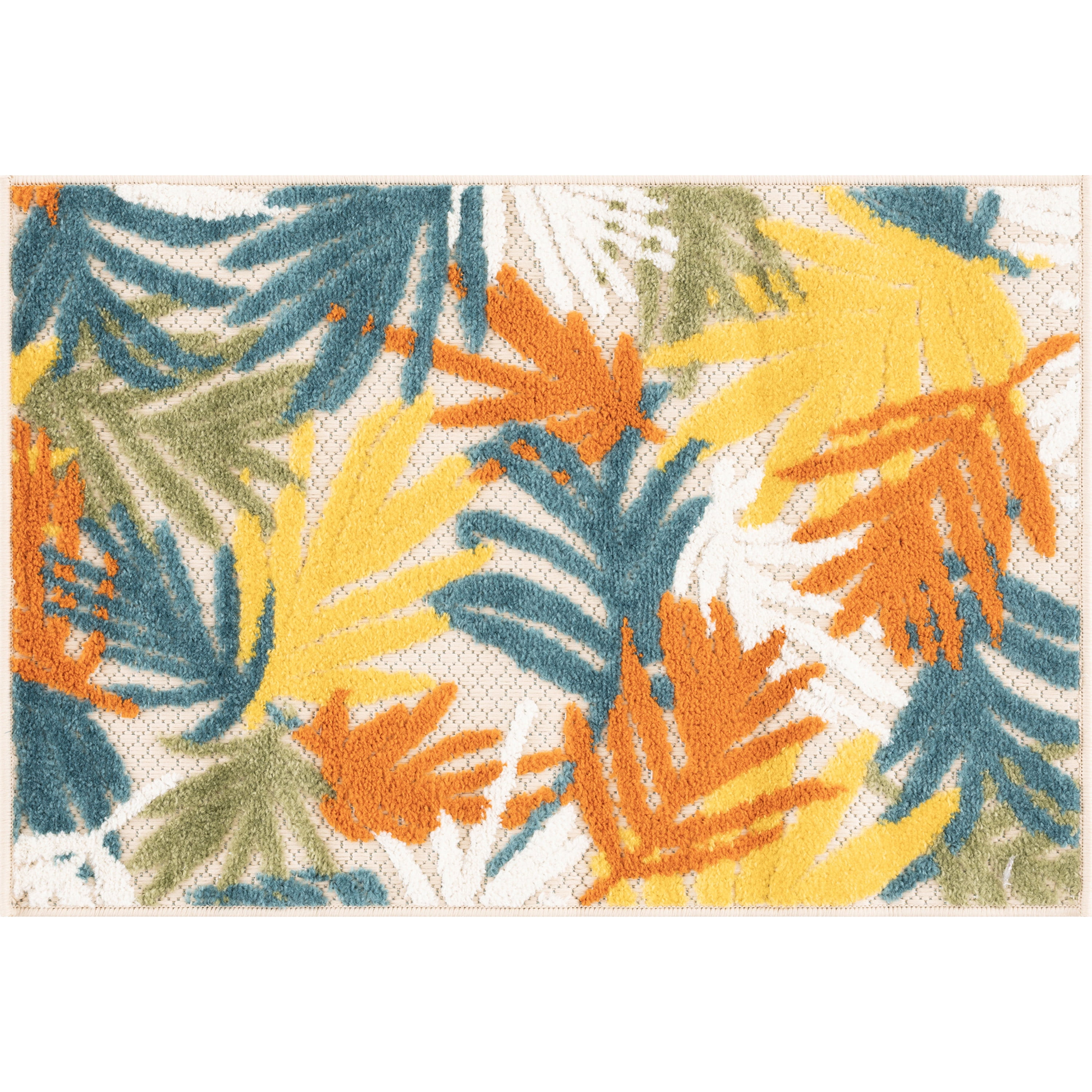 Oasis Modern Floral Gold Polypropylene Indoor Outdoor Area Rug, 2'x3' Rectangle