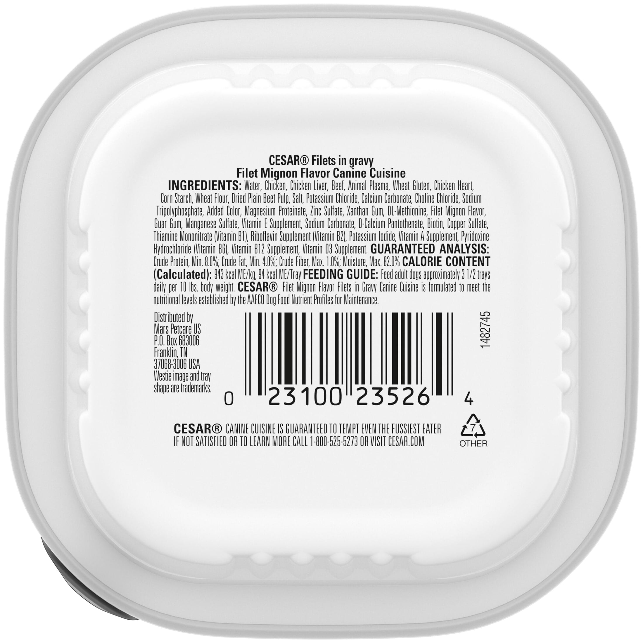 Cesar Filets In Gravy Filet Mignon Flavor Wet Dog Food Adult, 3.5 Oz Easy Peel Tray