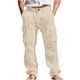thumbnail image 2 of Ceisia Men's Cotton-Linen Blend Loose Straight Leg Cargo Pants with Multi Pockets Beige S Gifts, 2 of 9