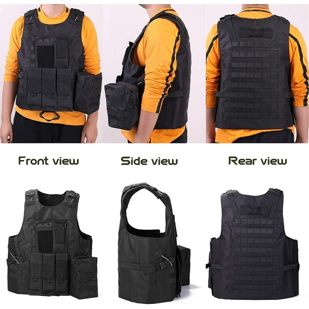 Yangxue002 Tactical Vest Adjustable Outdoor Molle Vest Modular Vest Gear Carrier Breathable Vest For Hunting Hiking Camping Cs Game Training Gaming