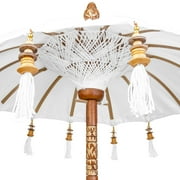 Koyal Wholesale 34 Balinese Umbrella Stand White Moroccan Style Tabletop Centerpiece Decor